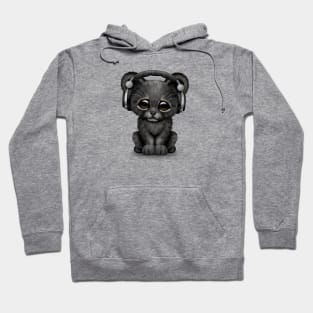 Cute Black Panther Cub Dj Wearing Headphones Hoodie